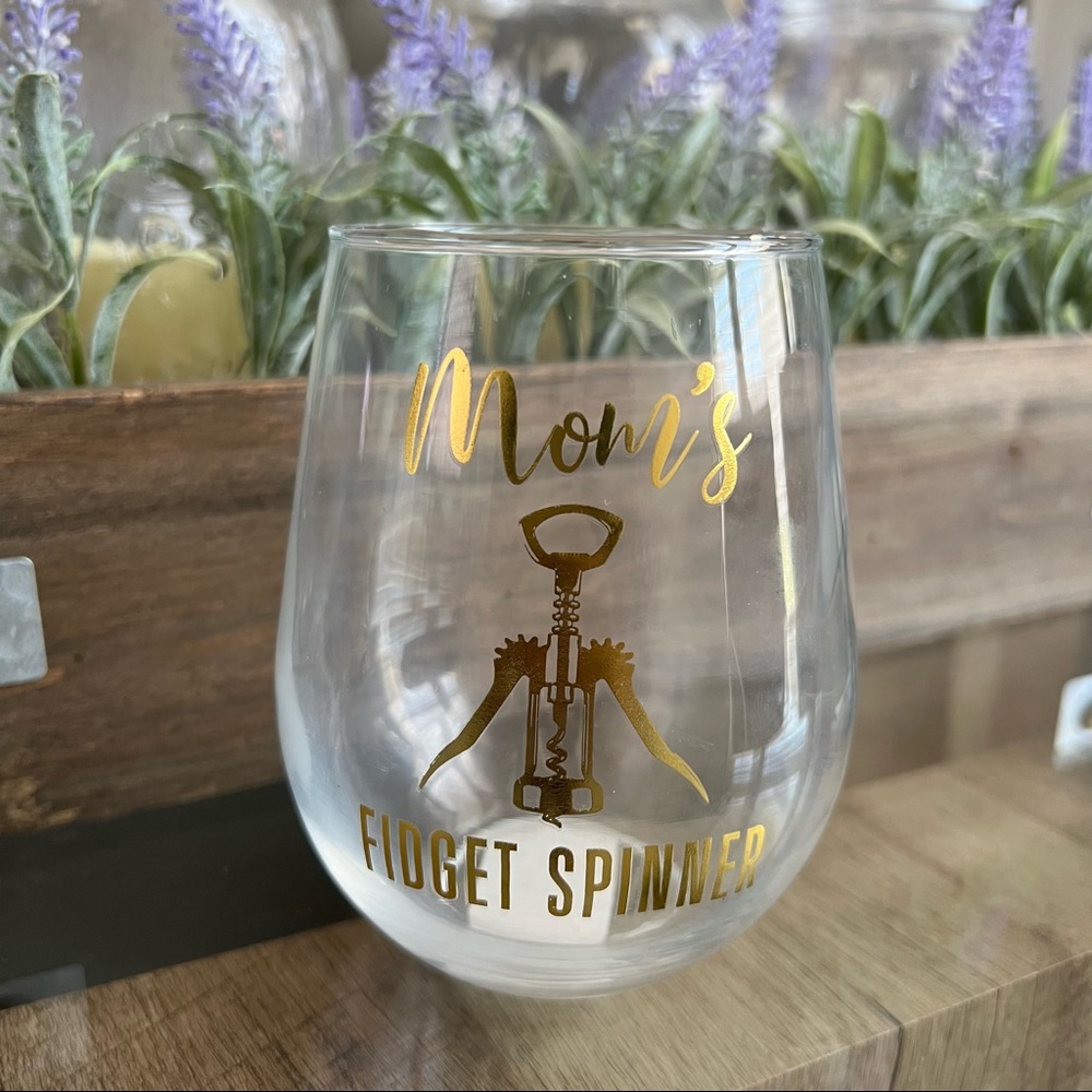 Mom’s Fidget Spinner Stemless Wine Glass 22oz Home Fashions NWT